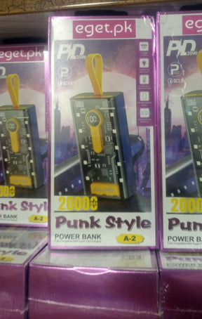 20,000 Mah Power Bank.(66w Transparent High Capacity Pd20w) Super Fast Charging