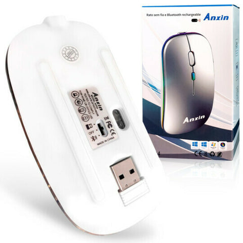Anxin Rechargeable Wireless Bluetooth Mouse – 2.4g Usb Mouse For Laptop, Pc, Tablet, And Mobile Devices (android & Ios Compatible)(random Color)(original China)
