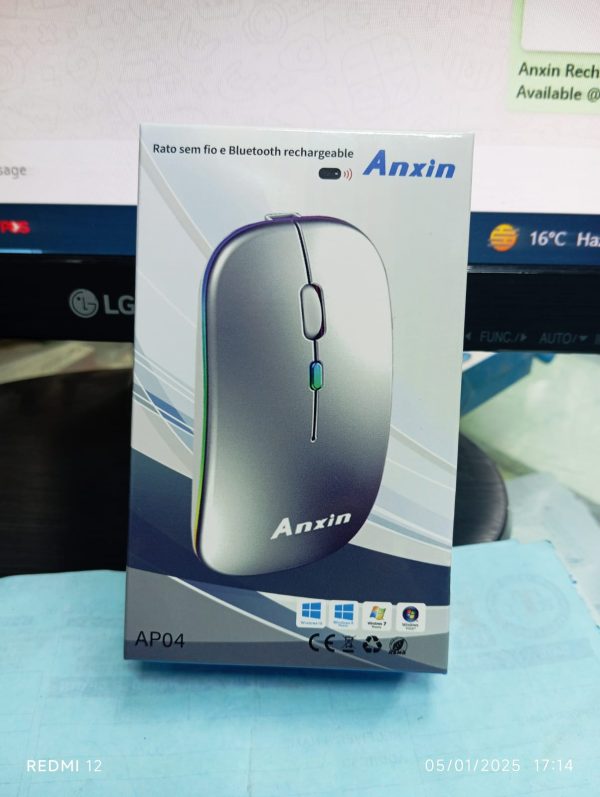 Anxin Rechargeable Wireless Bluetooth Mouse – 2.4g Usb Mouse For Laptop, Pc, Tablet, And Mobile Devices (android & Ios Compatible)(random Color)(original China)