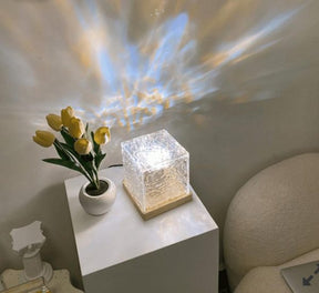 Dynamic Rotating Water Ripple Night Light 3 Colors Flame Crystal Lamp For Living Room Study Bedroom (with Remote Attached Usb Cable)